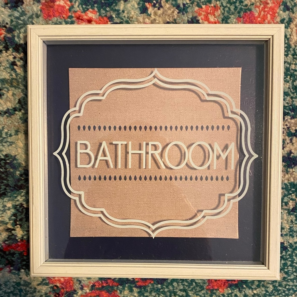 Wood And Glass Bathroom Framed Wall Signage